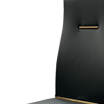 Set of Four Black and Gold Upholstered Faux Leather Dining Side Chairs HomeRoots