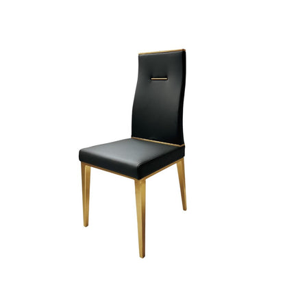 Set of Four Black and Gold Upholstered Faux Leather Dining Side Chairs HomeRoots