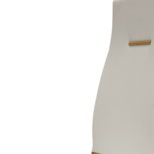 Set of Four White And Gold Faux Leather And Stainless Steel Dining Side Chairs HomeRoots