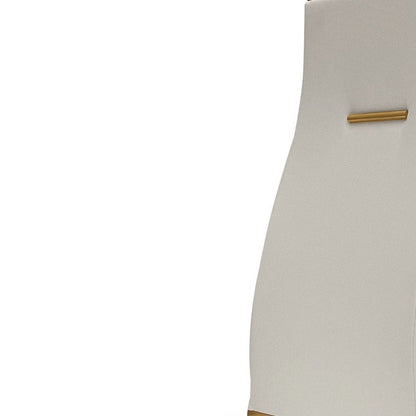Set of Four White and Gold Upholstered Faux Leather Dining Side Chairs HomeRoots