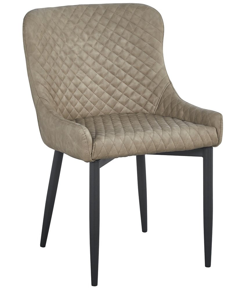 Set of Four Dark Gray And Black Tufted Faux Leather And Metal Geometric Print Dining Side Chairs HomeRoots