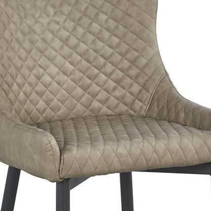 Set of Four Dark Gray And Black Tufted Faux Leather And Metal Geometric Print Dining Side Chairs HomeRoots