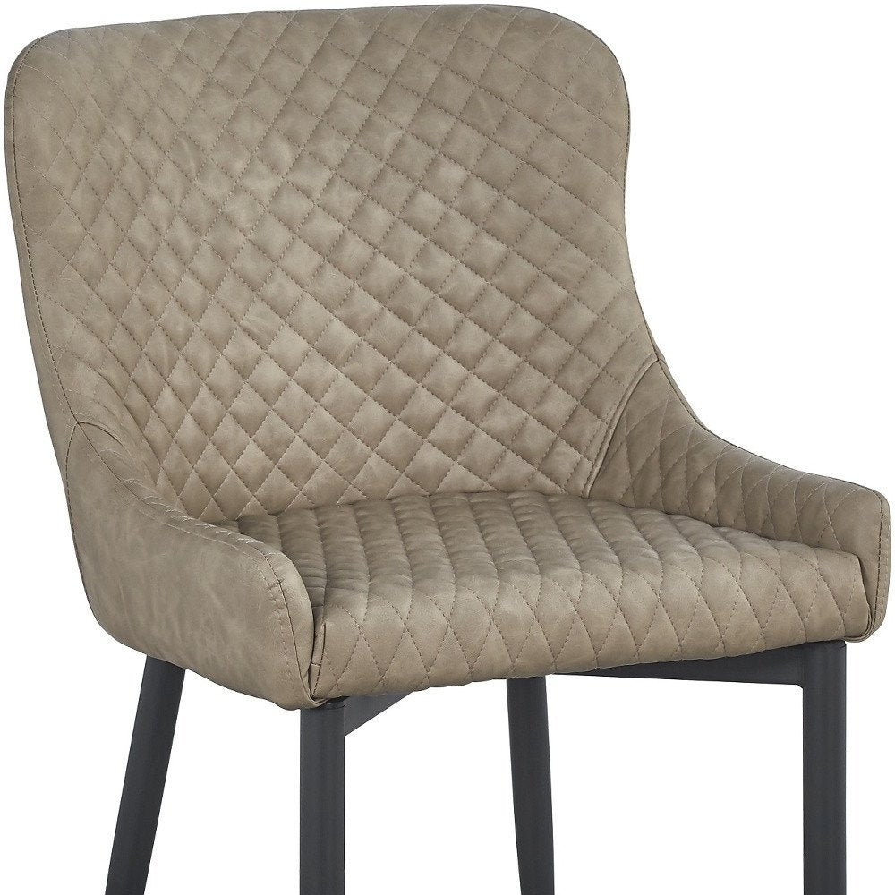 Set of Four Dark Gray And Black Tufted Faux Leather And Metal Geometric Print Dining Side Chairs — view 11