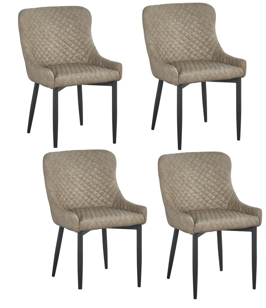 Set of Four Dark Gray And Black Tufted Faux Leather And Metal Geometric Print Dining Side Chairs — view 12