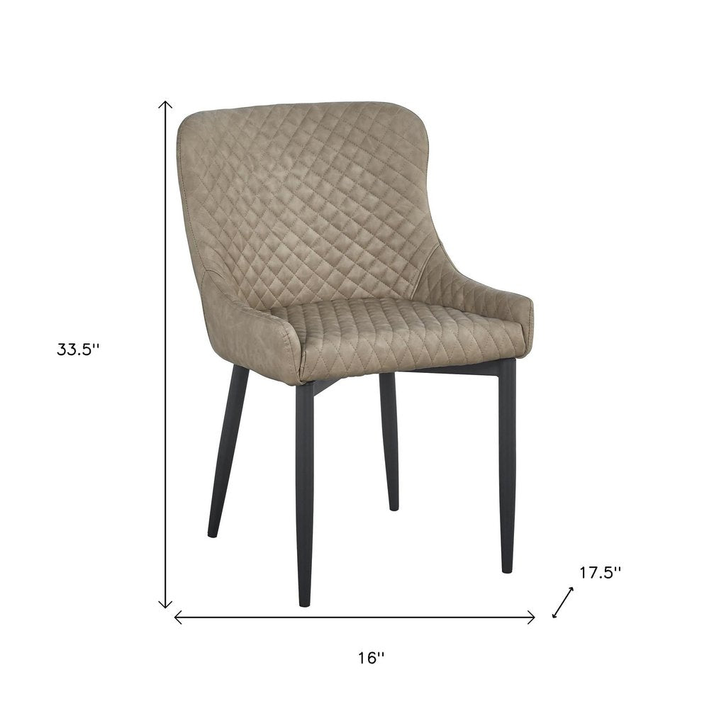Set of Four Dark Gray And Black Tufted Faux Leather And Metal Geometric Print Dining Side Chairs — view 13