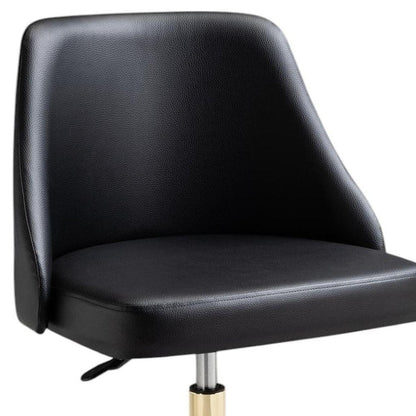 Black and Gold Faux Leather Adjustable Height Swivel Rolling Office Chair HomeRoots