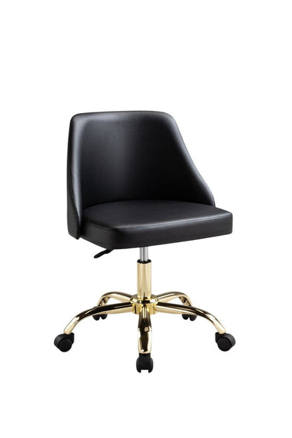 Black and Gold Faux Leather Adjustable Height Swivel Rolling Office Chair HomeRoots