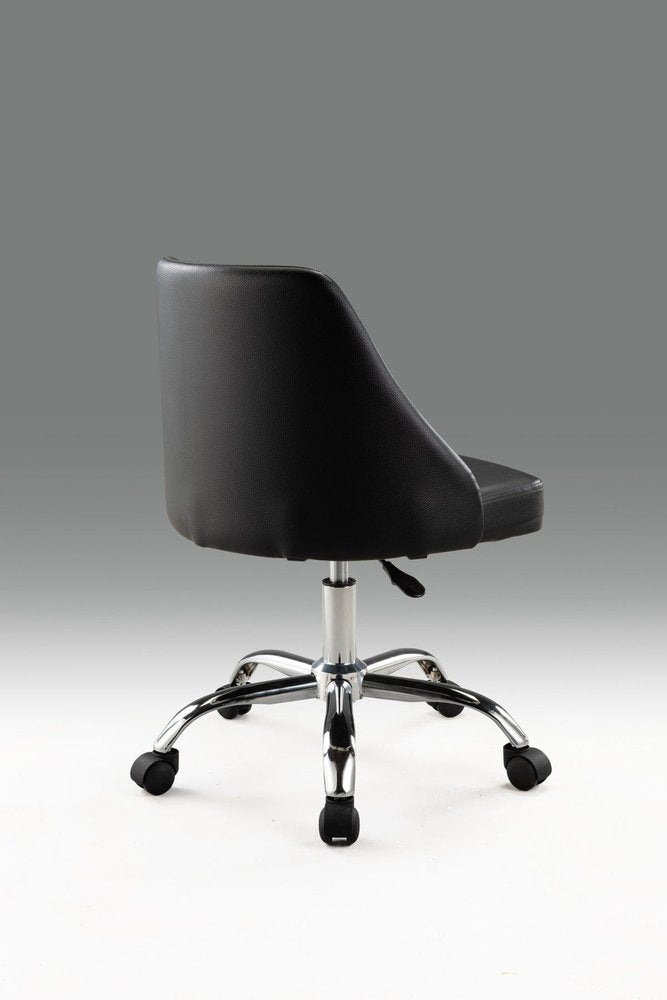 Black and Silver Faux Leather Adjustable Height Swivel Rolling Office Chair HomeRoots