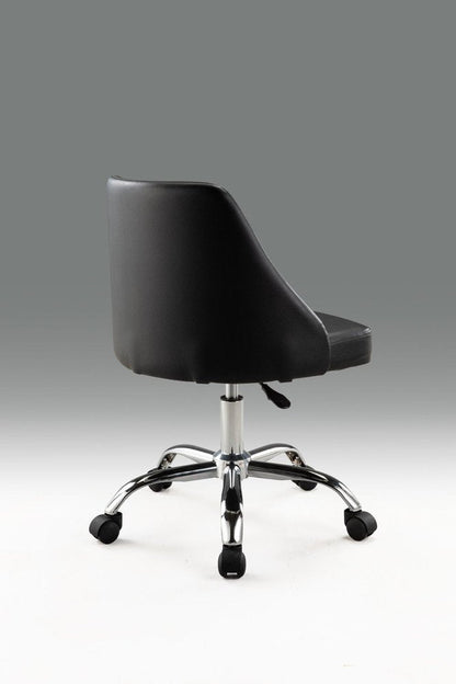 Black and Silver Faux Leather Adjustable Height Swivel Rolling Office Chair HomeRoots