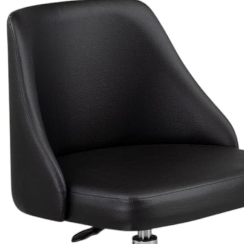 Black and Silver Faux Leather Adjustable Height Swivel Rolling Office Chair HomeRoots