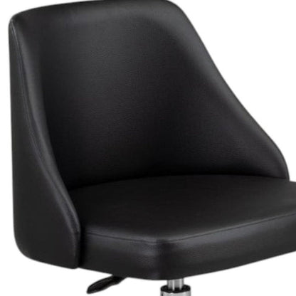 Black and Silver Faux Leather Adjustable Height Swivel Rolling Office Chair HomeRoots