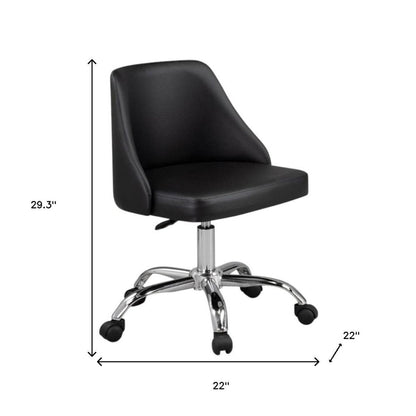 Black and Silver Faux Leather Adjustable Height Swivel Rolling Office Chair HomeRoots