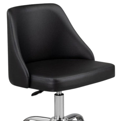 Black and Silver Faux Leather Adjustable Height Swivel Rolling Office Chair HomeRoots