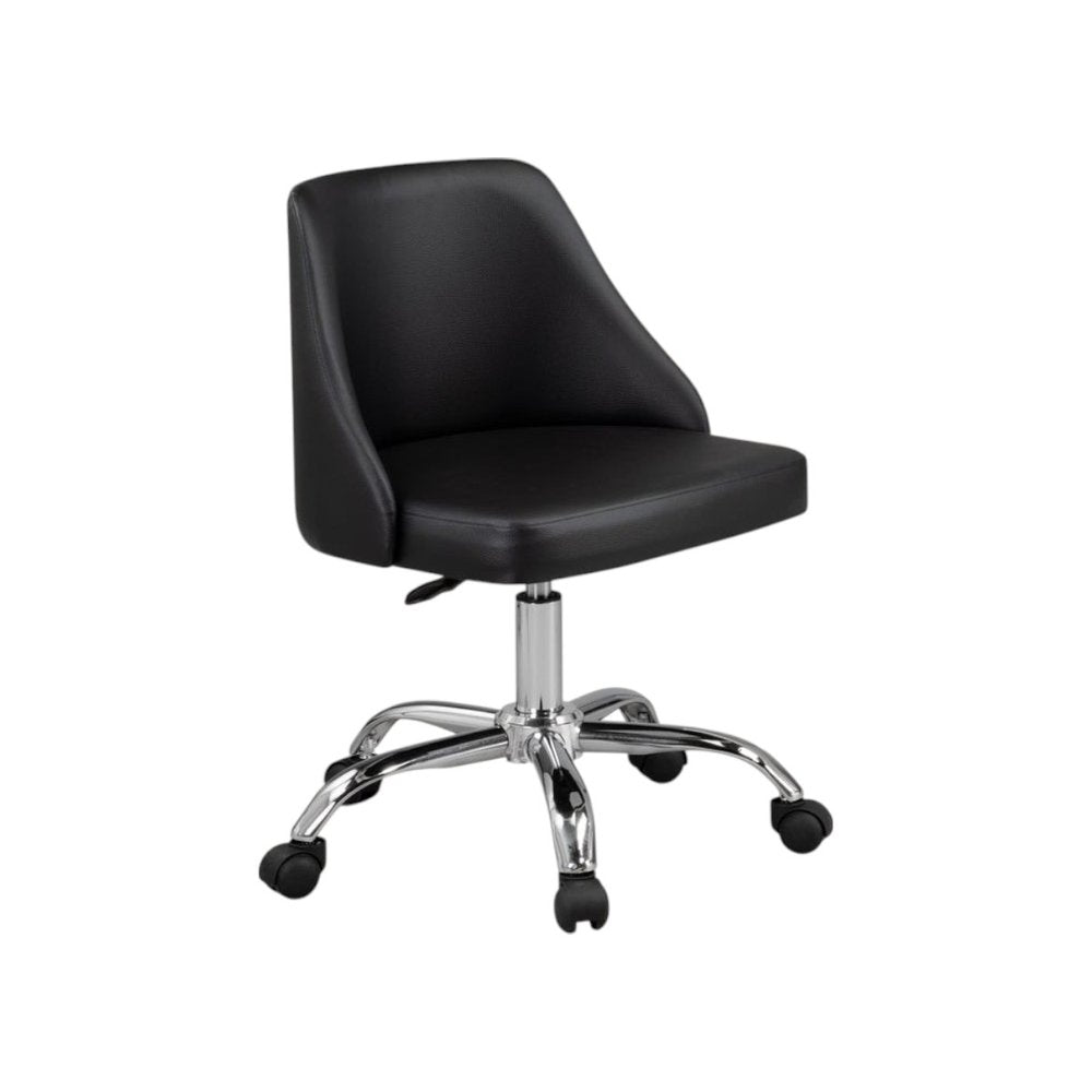Black and Silver Faux Leather Adjustable Height Swivel Rolling Office Chair HomeRoots