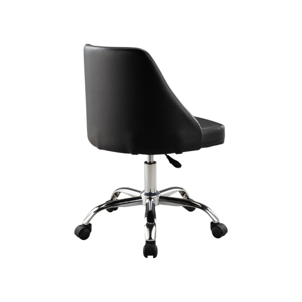 Black and Silver Faux Leather Adjustable Height Swivel Rolling Office Chair HomeRoots