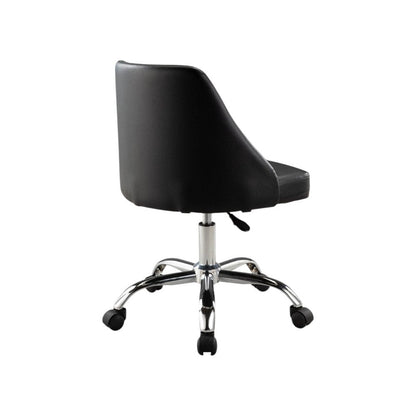 Black and Silver Faux Leather Adjustable Height Swivel Rolling Office Chair HomeRoots