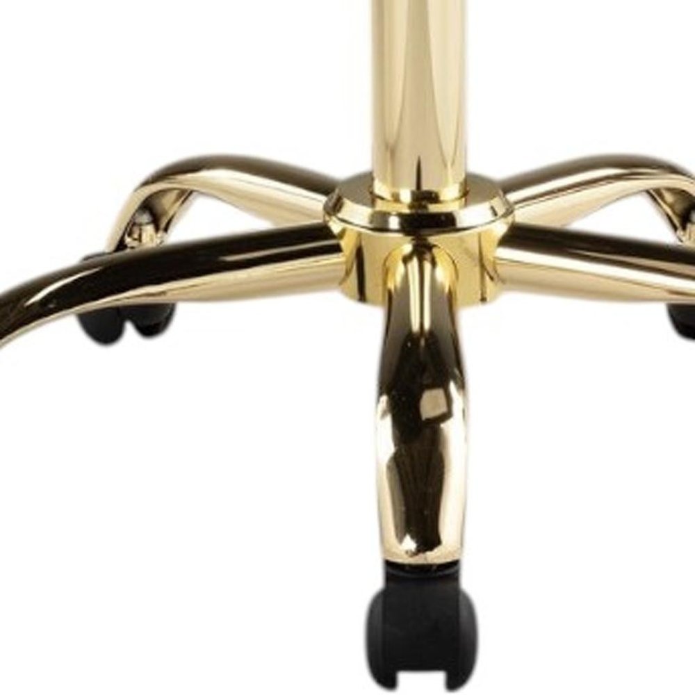 White and Gold Faux Leather Adjustable Height Swivel Rolling Office Chair HomeRoots