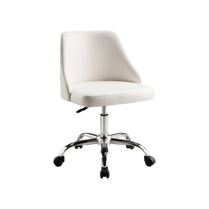 White and Silver Faux Leather Adjustable Height Swivel Rolling Office Chair HomeRoots