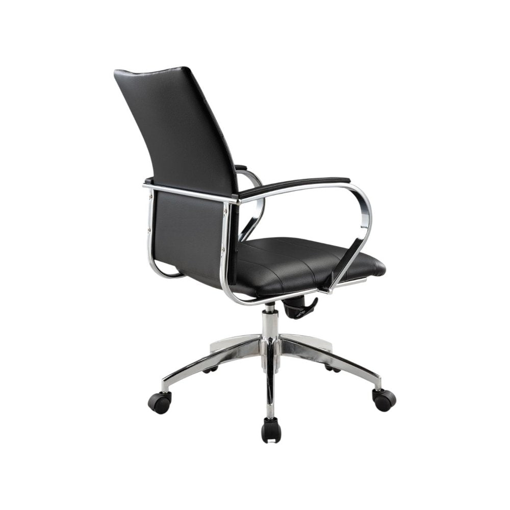 Black and Silver Adjustable Height Swivel Rolling Office Chair HomeRoots