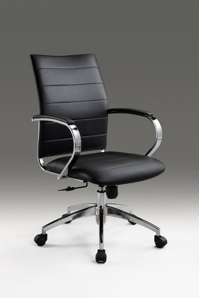 Black and Silver Adjustable Height Swivel Rolling Office Chair HomeRoots
