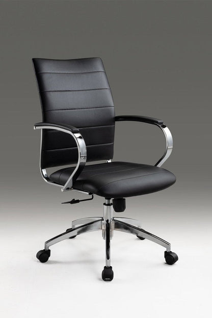Black and Silver Adjustable Height Swivel Rolling Office Chair HomeRoots