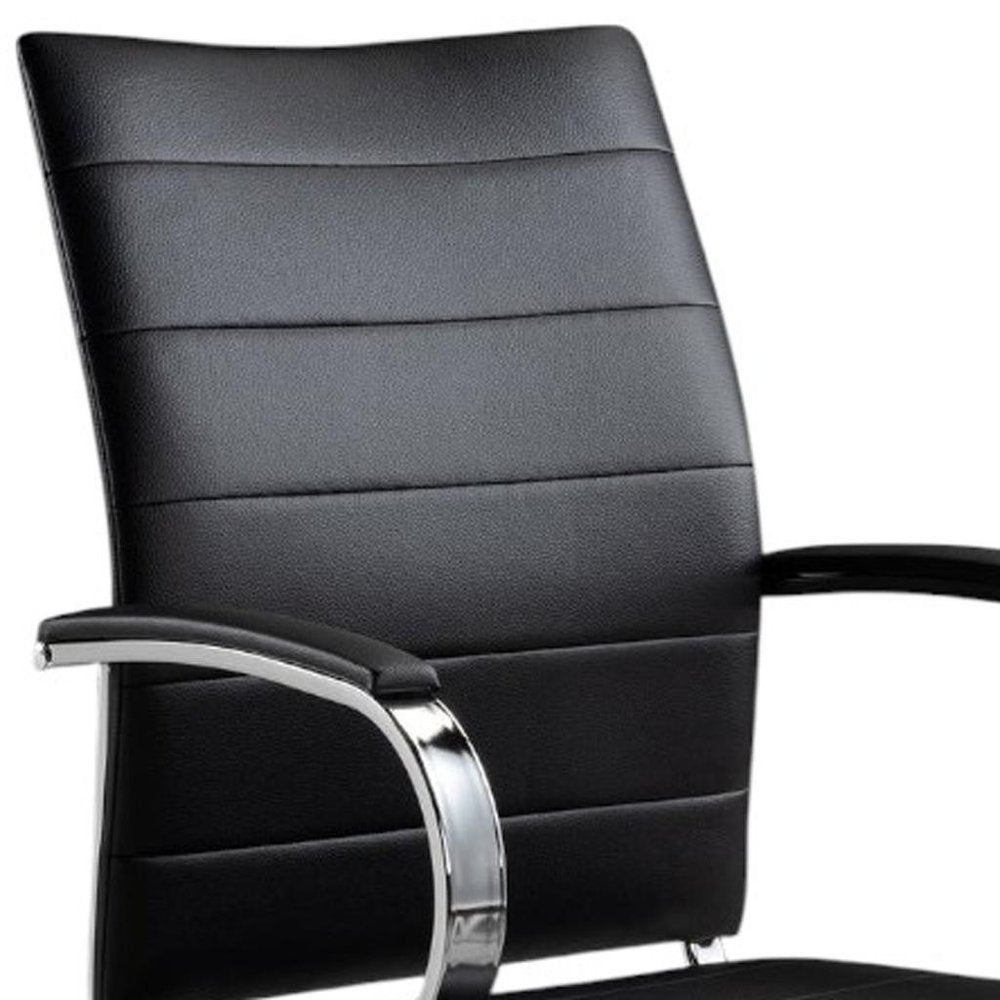 Black and Silver Adjustable Height Swivel Rolling Office Chair HomeRoots