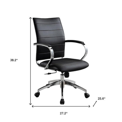Black and Silver Adjustable Height Swivel Rolling Office Chair HomeRoots