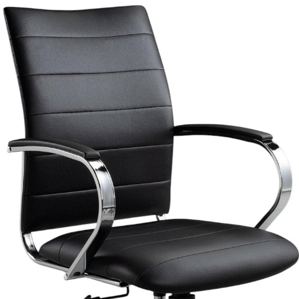 Black and Silver Adjustable Height Swivel Rolling Office Chair HomeRoots
