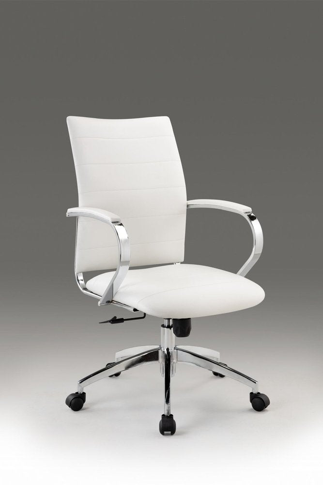 White and Silver Adjustable Height Swivel Rolling Office Chair HomeRoots