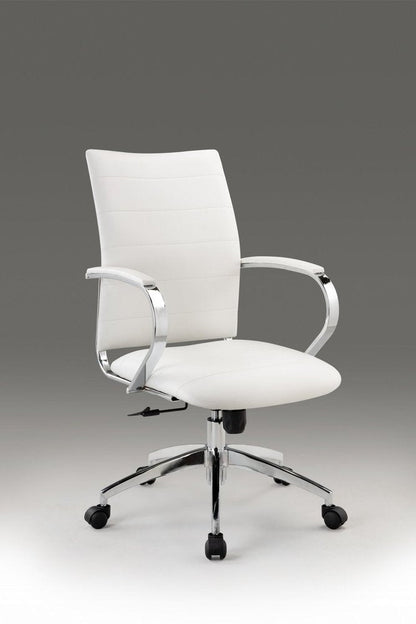 White and Silver Adjustable Height Swivel Rolling Office Chair HomeRoots