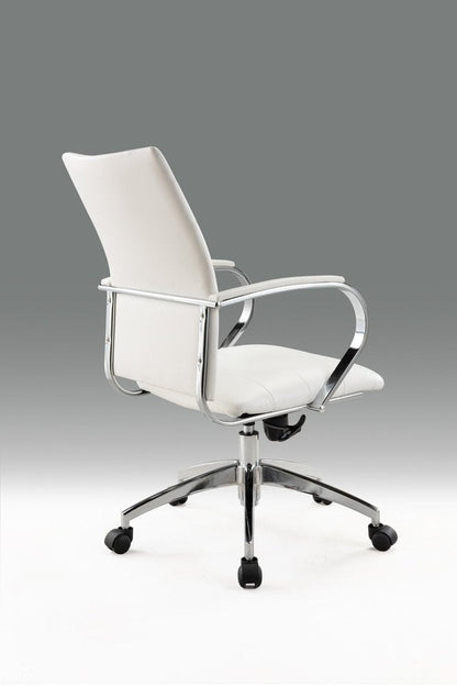 White and Silver Adjustable Height Swivel Rolling Office Chair HomeRoots