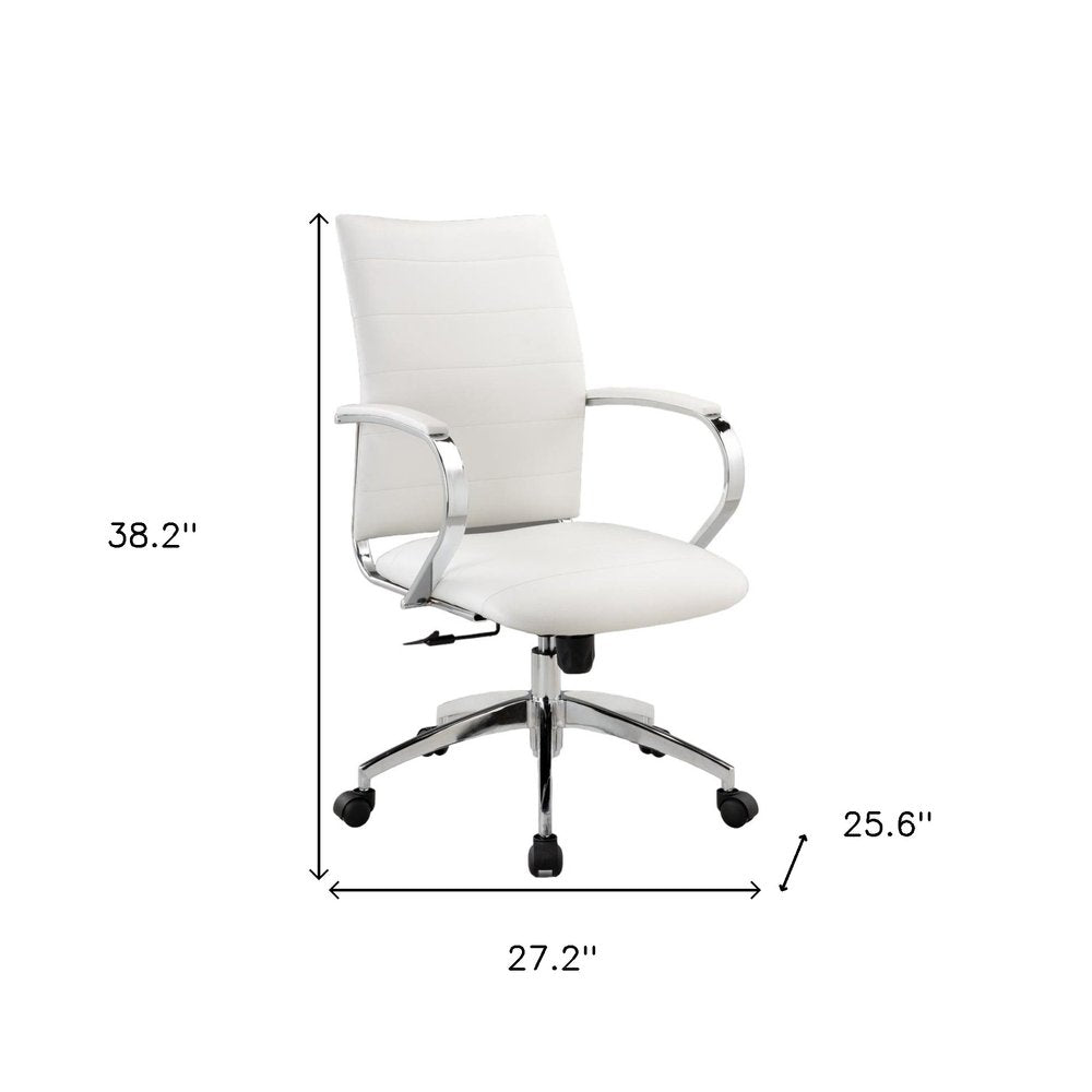 White and Silver Adjustable Height Swivel Rolling Office Chair HomeRoots