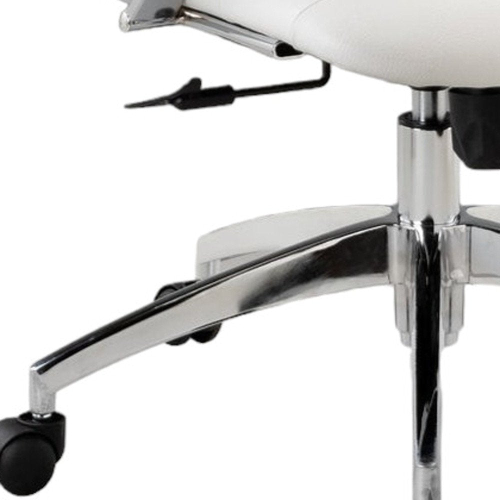 White and Silver Adjustable Height Swivel Rolling Office Chair HomeRoots