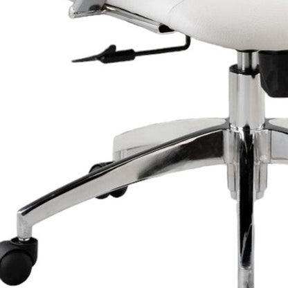White and Silver Adjustable Height Swivel Rolling Office Chair HomeRoots