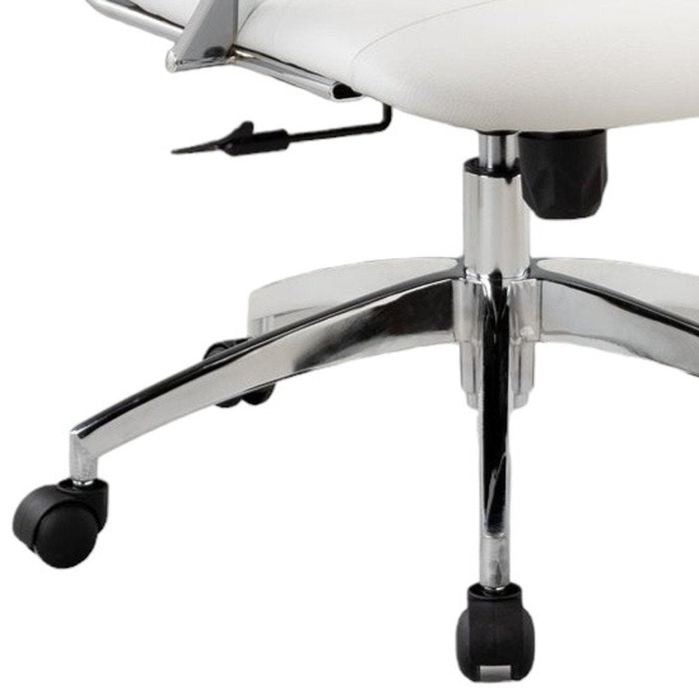 White and Silver Adjustable Height Swivel Rolling Office Chair HomeRoots