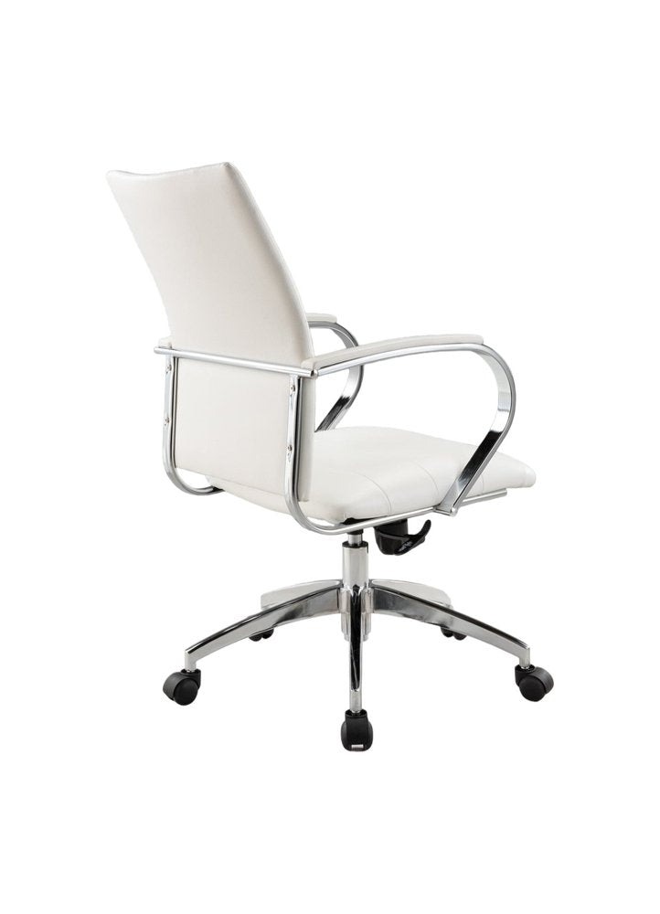 White and Silver Adjustable Height Swivel Rolling Office Chair HomeRoots