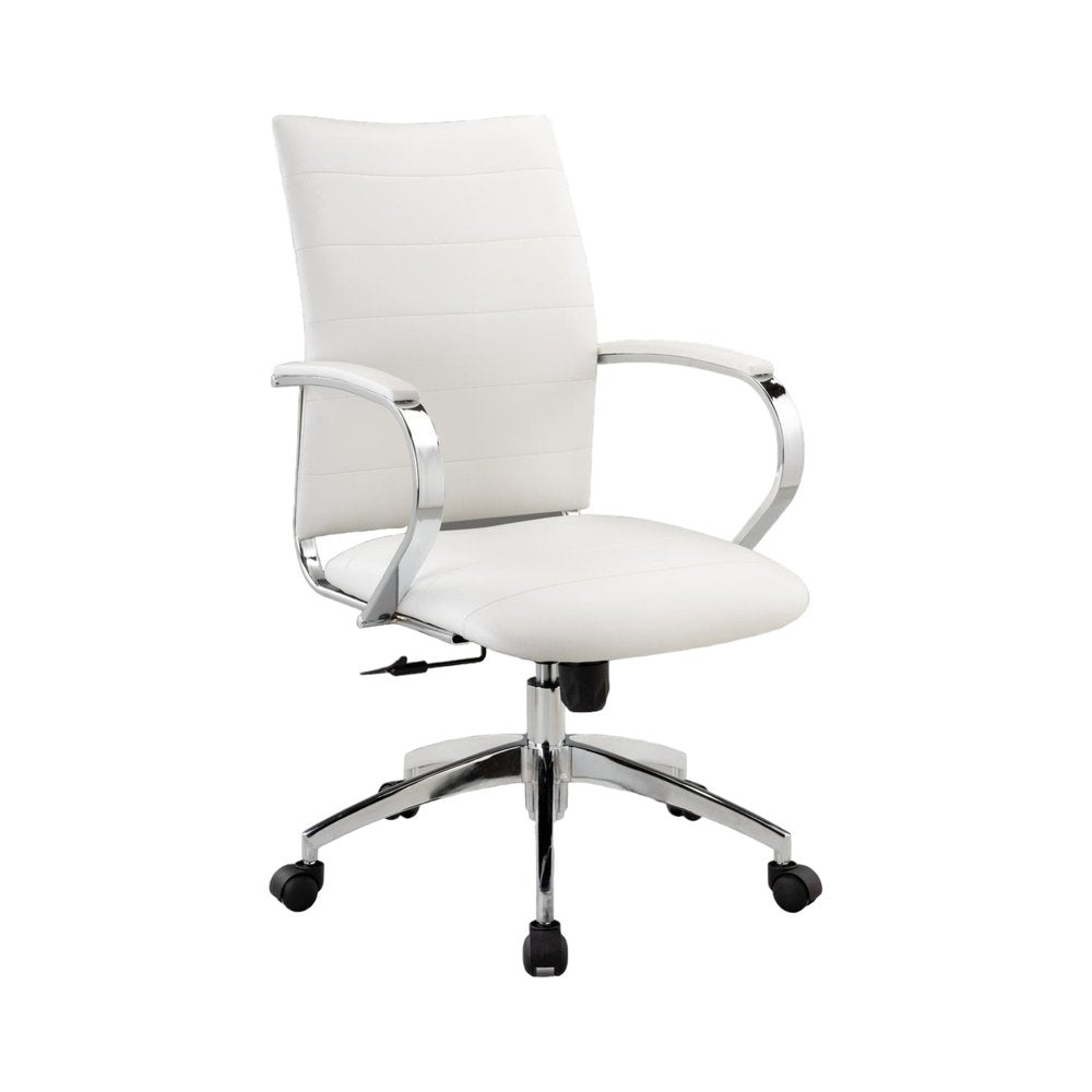 White and Silver Adjustable Height Swivel Rolling Office Chair HomeRoots