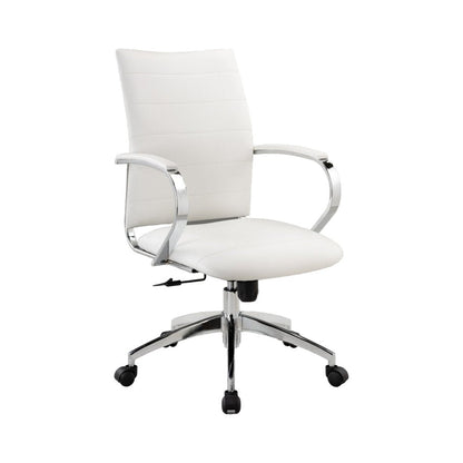 White and Silver Adjustable Height Swivel Rolling Office Chair HomeRoots