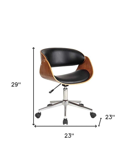 Brown Black and Silver Adjustable Height Swivel Rolling Office Chair HomeRoots