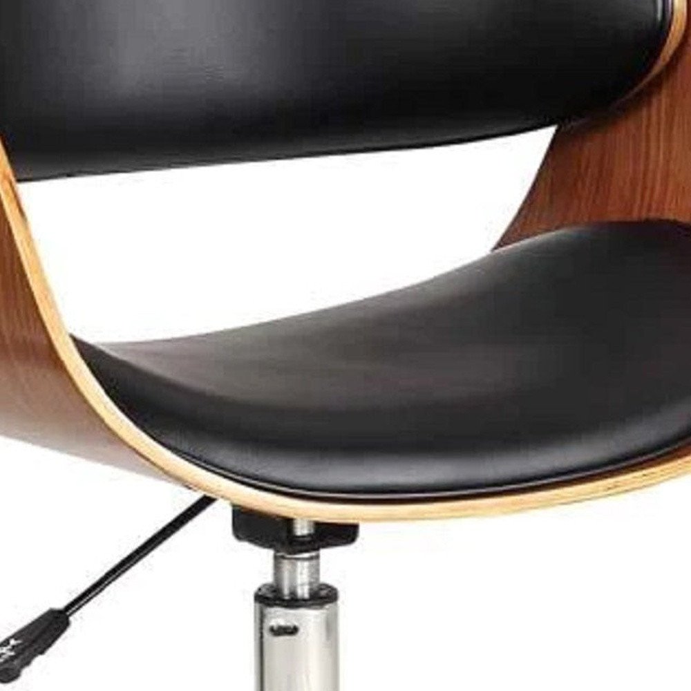 Brown Black and Silver Adjustable Height Swivel Rolling Office Chair HomeRoots