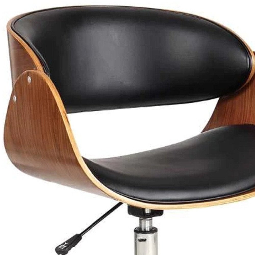 Brown Black and Silver Adjustable Height Swivel Rolling Office Chair HomeRoots