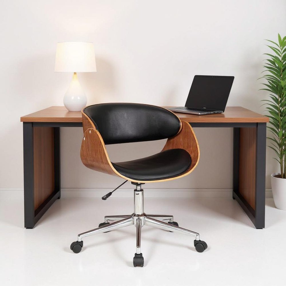 Brown Black and Silver Adjustable Height Swivel Rolling Office Chair HomeRoots