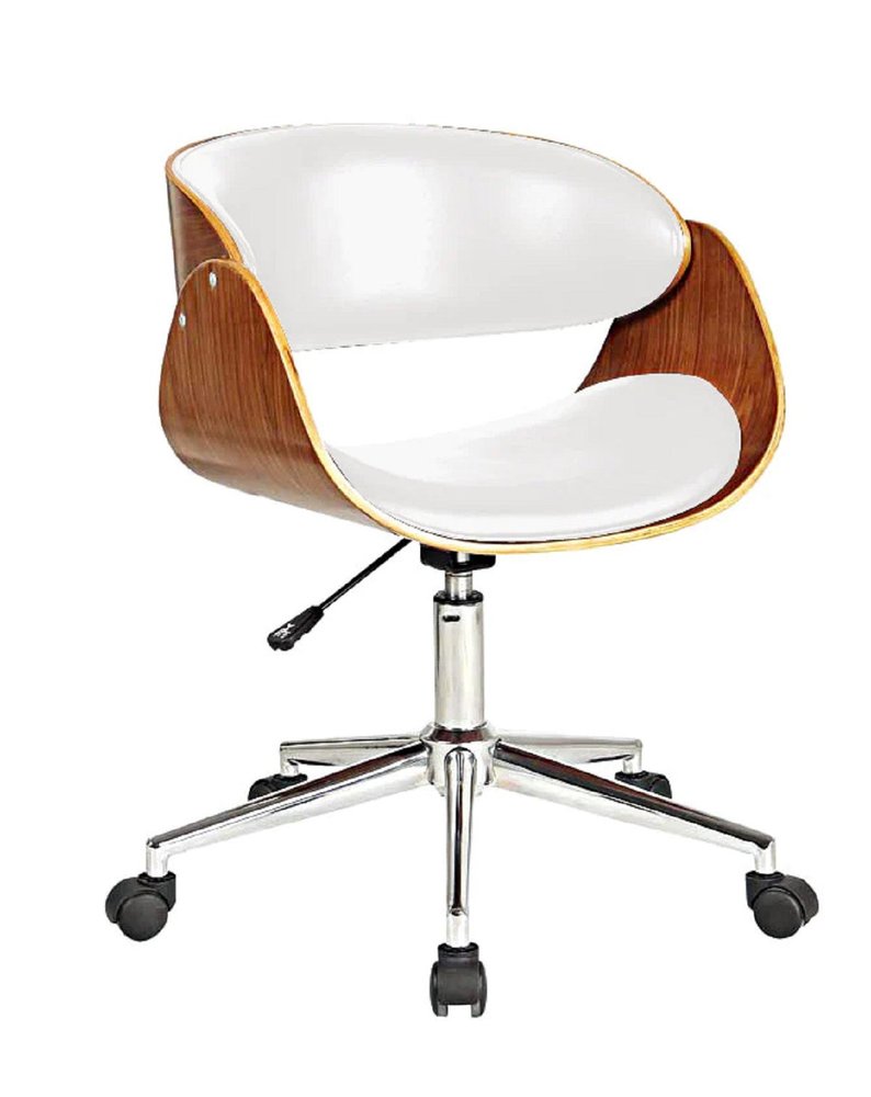 Brown White and Silver Adjustable Height Swivel Rolling Office Chair HomeRoots