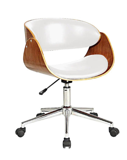 Brown White and Silver Adjustable Height Swivel Rolling Office Chair HomeRoots