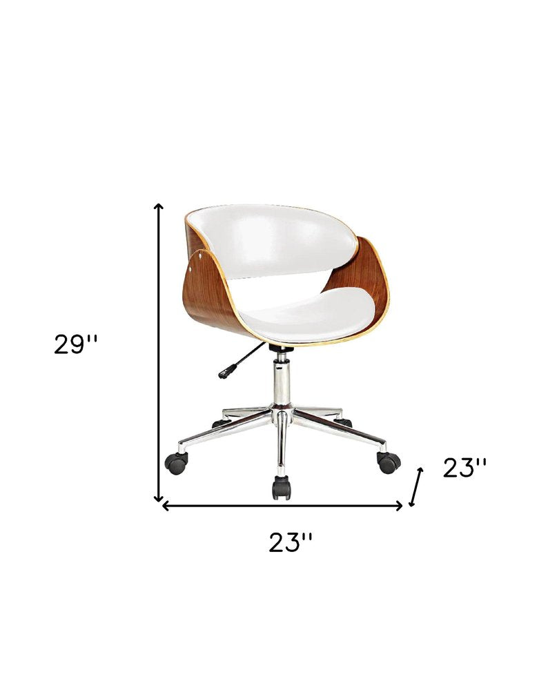 Brown White and Silver Adjustable Height Swivel Rolling Office Chair HomeRoots