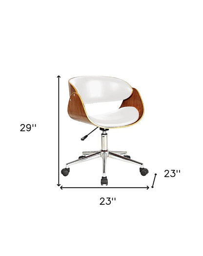 Brown White and Silver Adjustable Height Swivel Rolling Office Chair HomeRoots