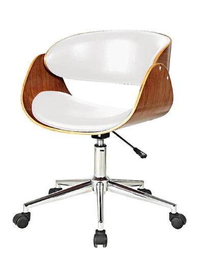 Brown White and Silver Adjustable Height Swivel Rolling Office Chair HomeRoots