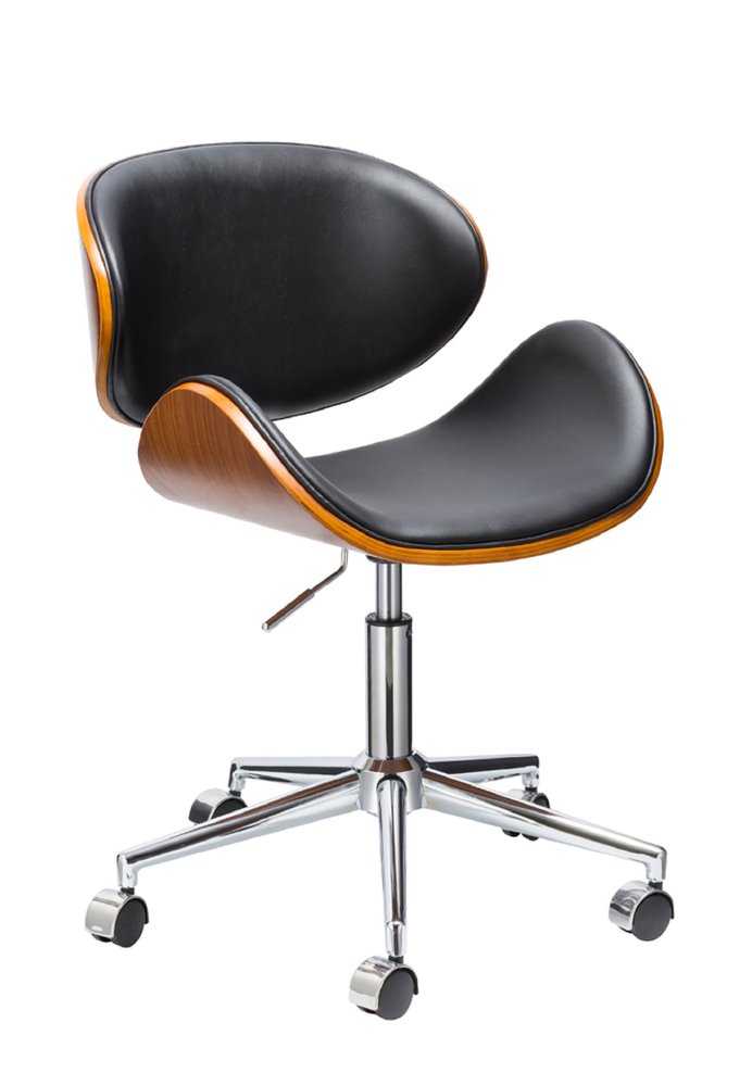 Brown Black and Silver Adjustable Height Swivel Rolling Office Chair — view 1
