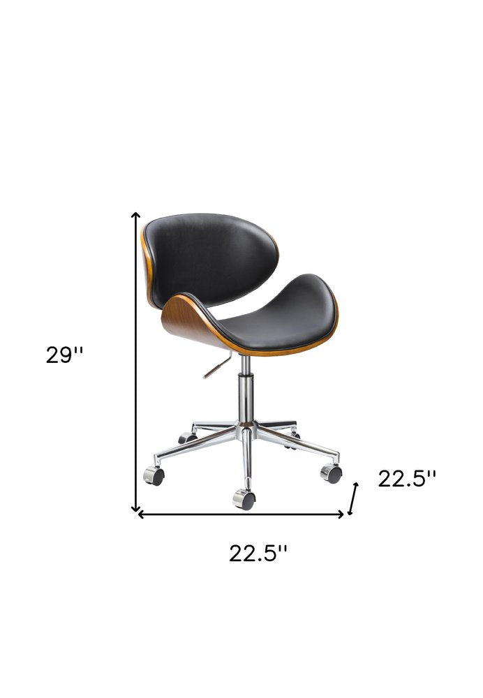 Brown Black and Silver Adjustable Height Swivel Rolling Office Chair