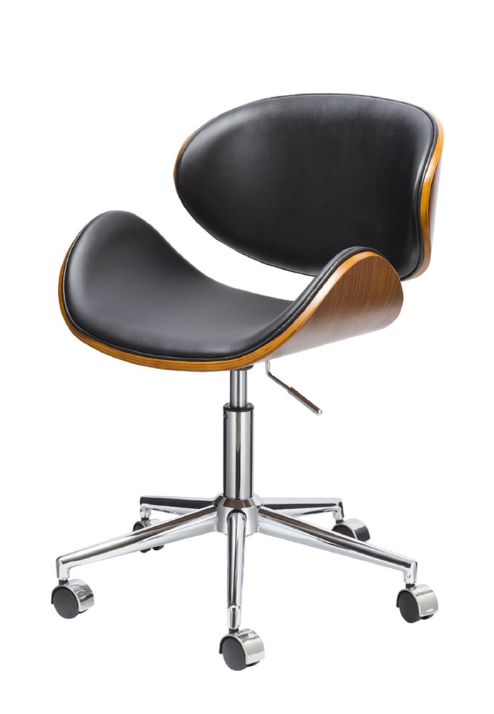 Brown Black and Silver Adjustable Height Swivel Rolling Office Chair — view 3